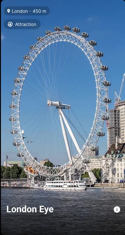Swipesight discovery card showing a famous landmark